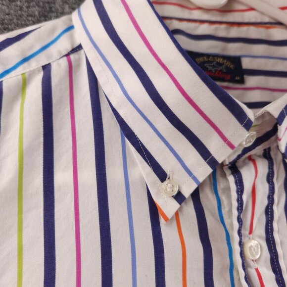 Paul & Shark Button-Down 44 Multicolor Striped Long Sleeve Men Pocket Shirt - Picture 8 of 16